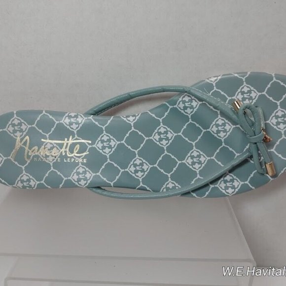 Nanette™by Nanette Lepore® Aqua Signature Melanie Leather Thong Sandals Size 8.5 - Picture 12 of 16